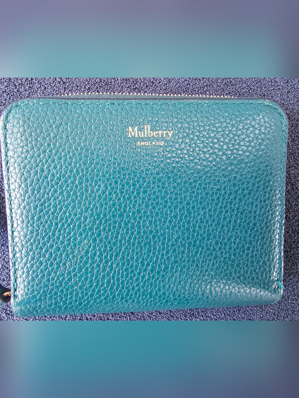 Mulberry Classic Small Zip Around Wallet In Mediterranean Blue/Green